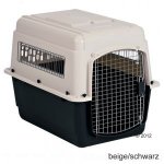 Cage de transport pour chien et chat L 81 x l 57 x H 61 cm (taille M, beige / noir)